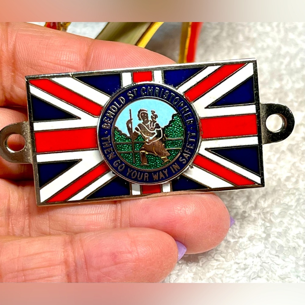 FINAL REDUCTION Vintage car badge UK/st Christopher-patron saint of travellers